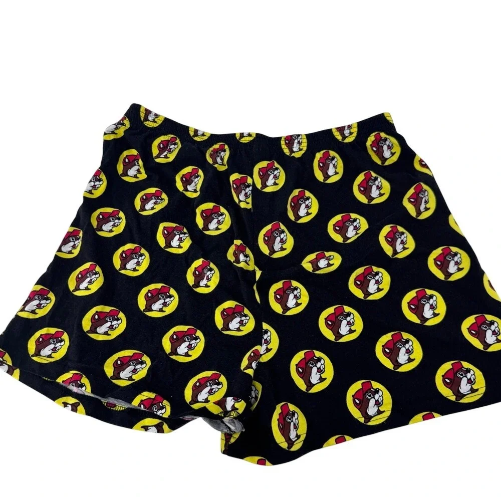 Buc-ee's Mens Beaver Logo Print Knit Boxer Shorts Black Yellow‎ 2XL Button Fly